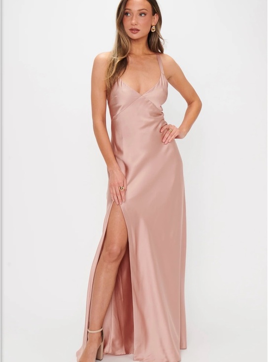 Show Me Your MuMu Dresses & Skirts - Show Me Your MuMu Anderson Maxi Bridesmaid Dress in Rose Gold Luxe Satin